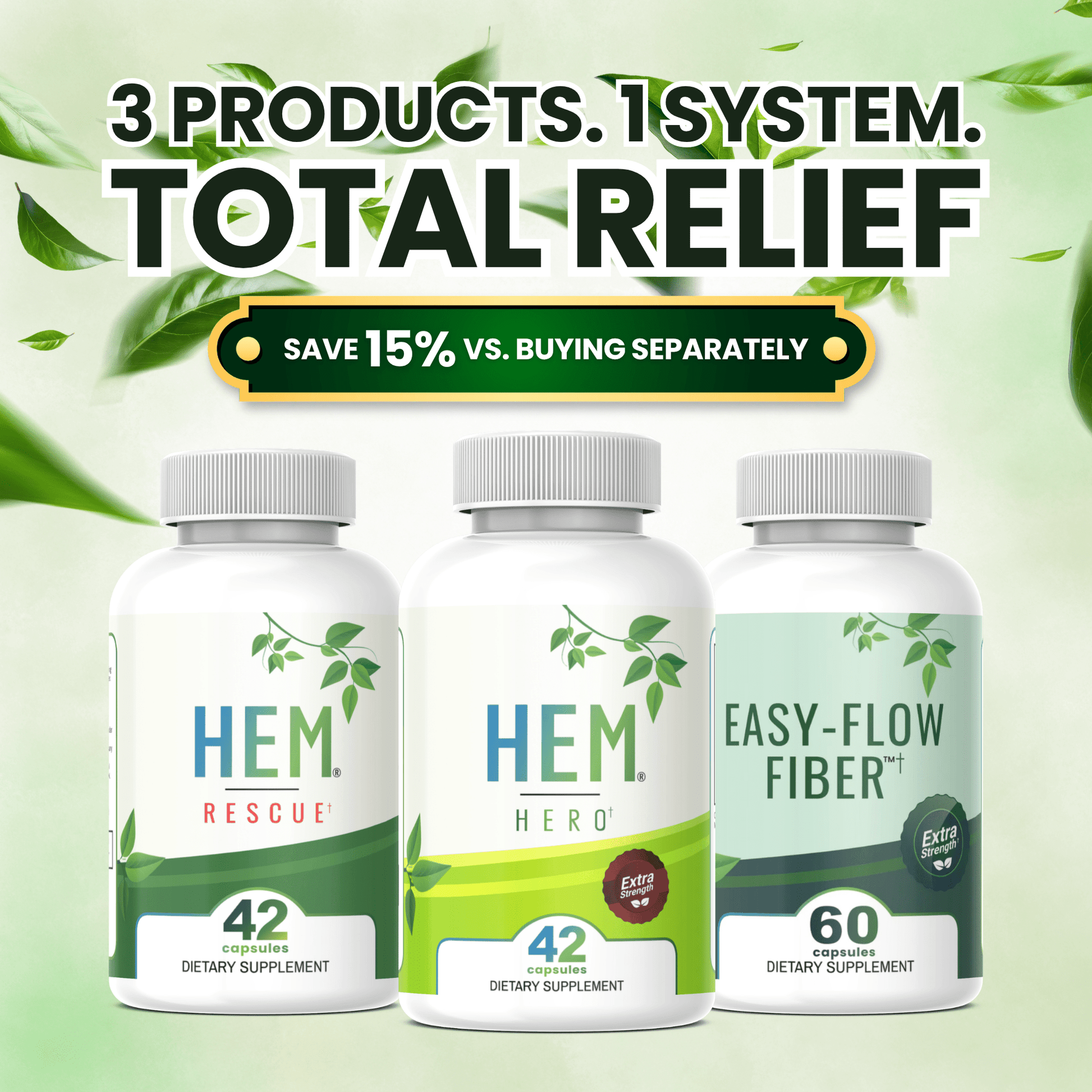 Complete Relief System — Hem Hero® + Hem Rescue® + Easy-Flow Fiber™ - Hem Healer